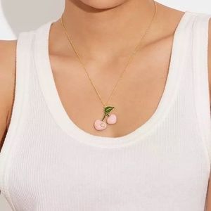 Coach 3 piece set necklace and earrings Cherry 🍒
